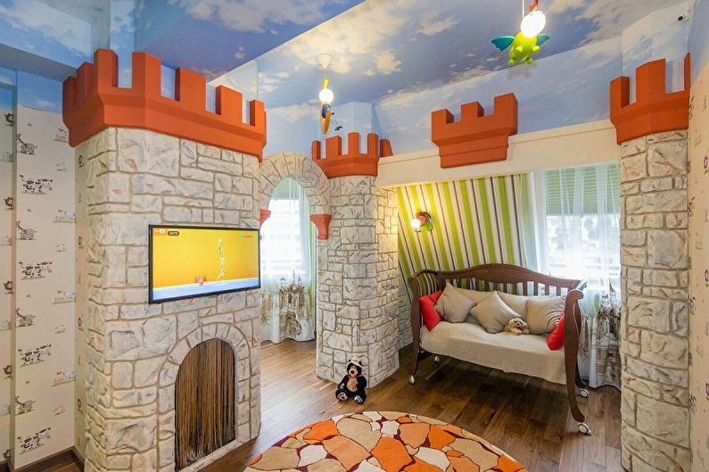 Decorative stone in the interior of a children's room