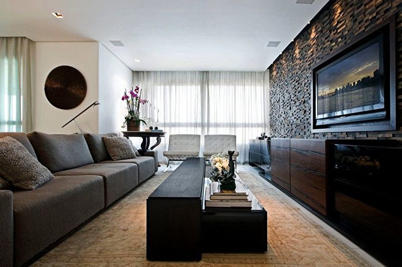 Decorative stone in the interior - photo