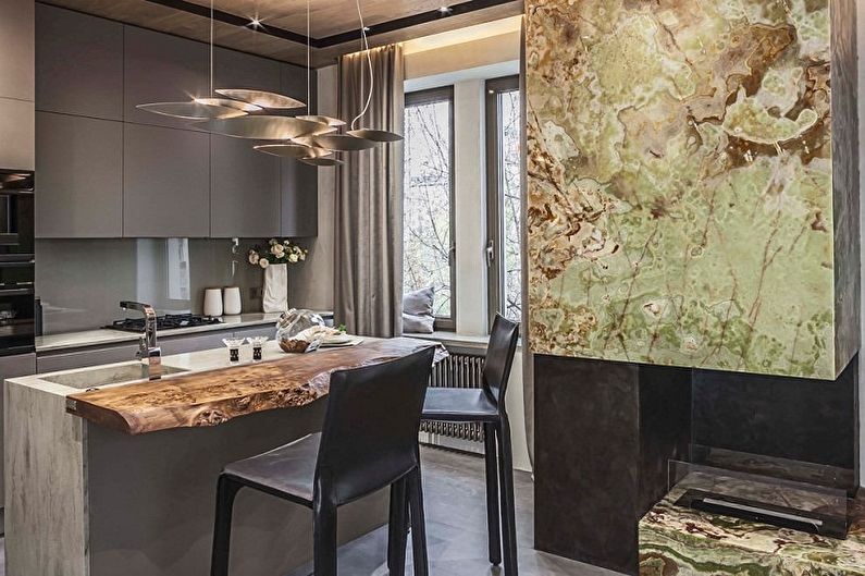 Decorative stone in the interior - photo