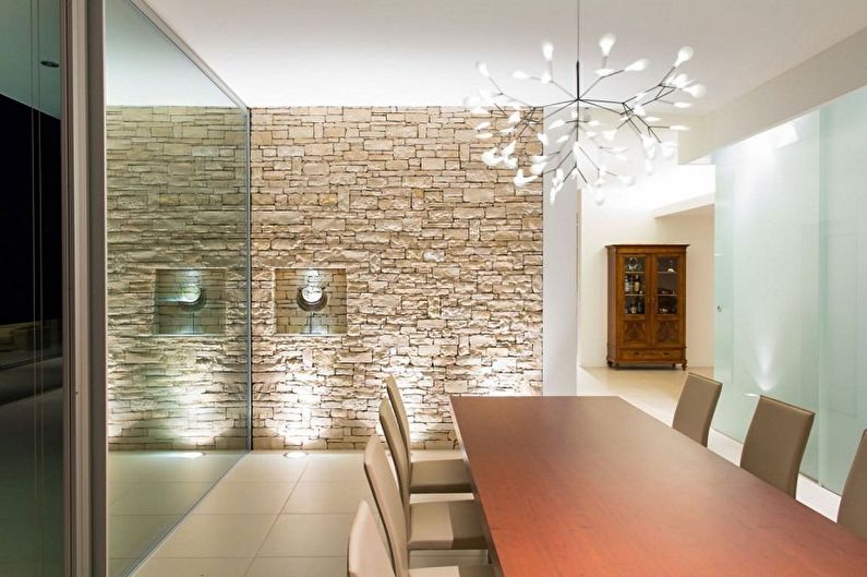 Decorative stone in the interior - photo