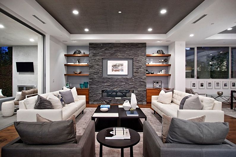 Decorative stone in the interior - photo