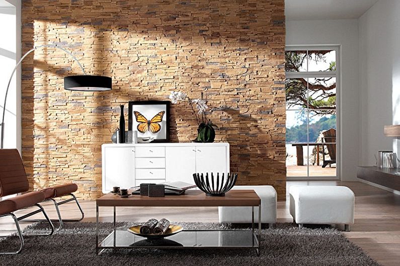 Decorative stone in the interior - photo