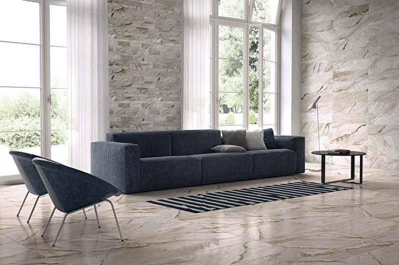 Decorative stone in the interior - photo