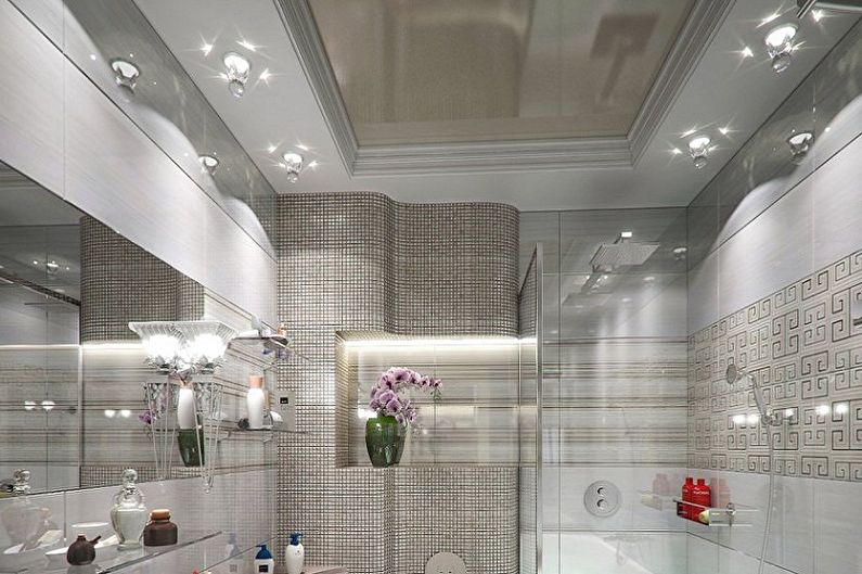 Bathroom design 6 sq.m. - ceiling decoration