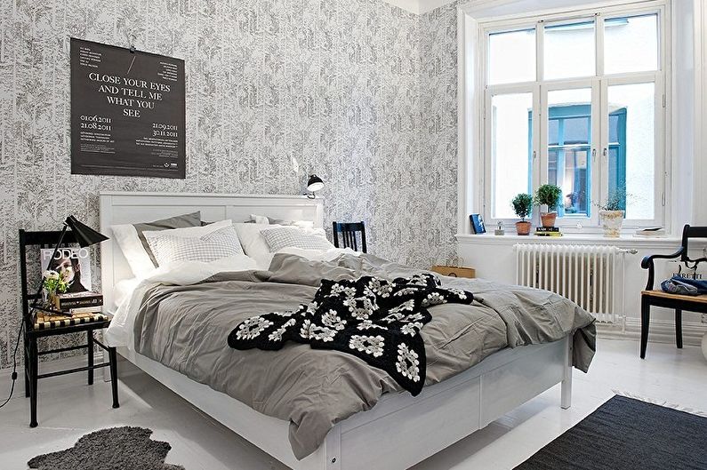Color wallpaper for the bedroom - photos and ideas