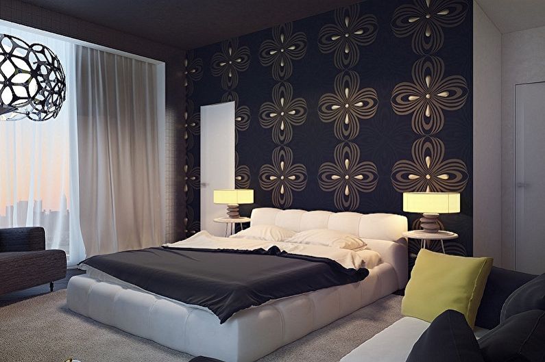 Color wallpaper for the bedroom - photos and ideas