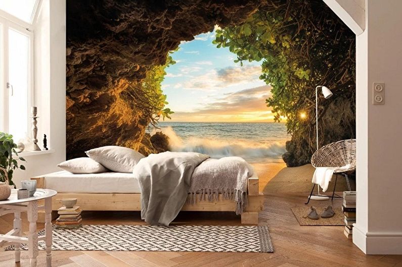 Color wallpaper for the bedroom - photos and ideas