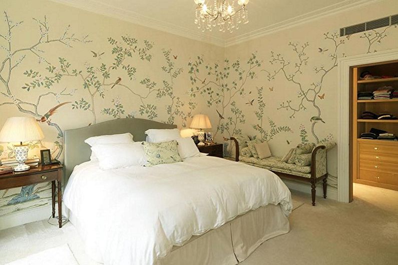 Color wallpaper for the bedroom - photos and ideas