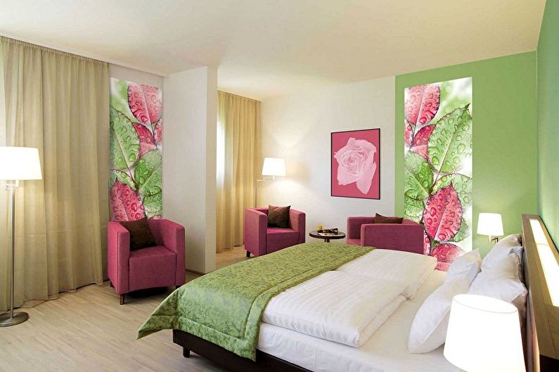 Color wallpaper for the bedroom - photos and ideas