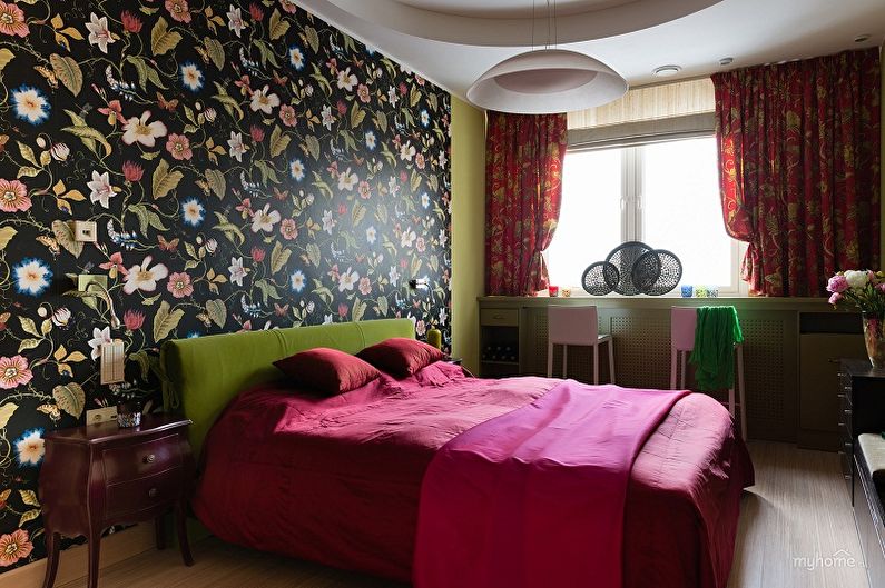Color wallpaper for the bedroom - photos and ideas