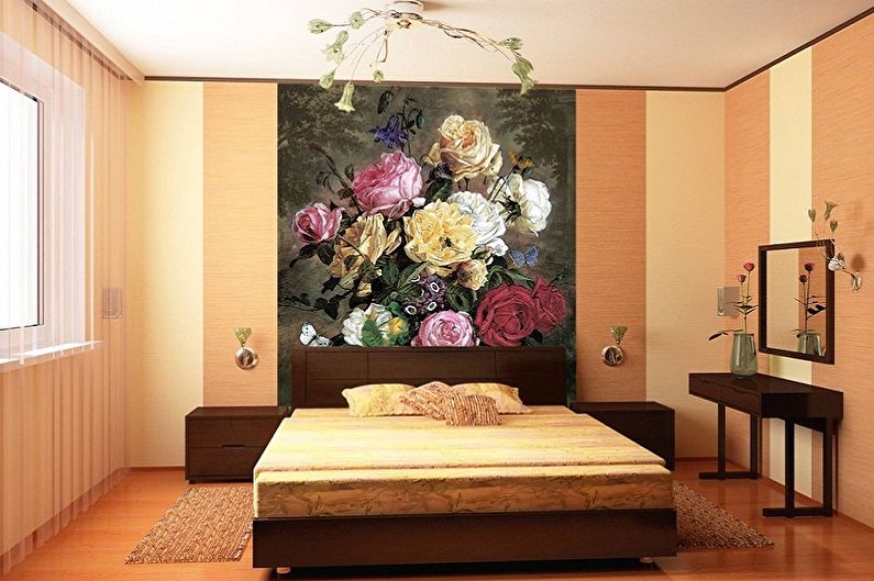 Color wallpaper for the bedroom - photos and ideas
