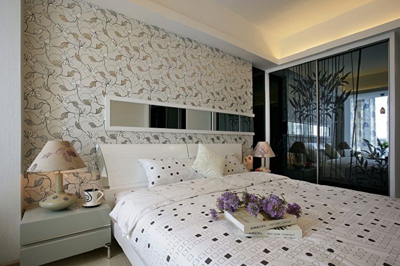 Color wallpaper for the bedroom - photos and ideas