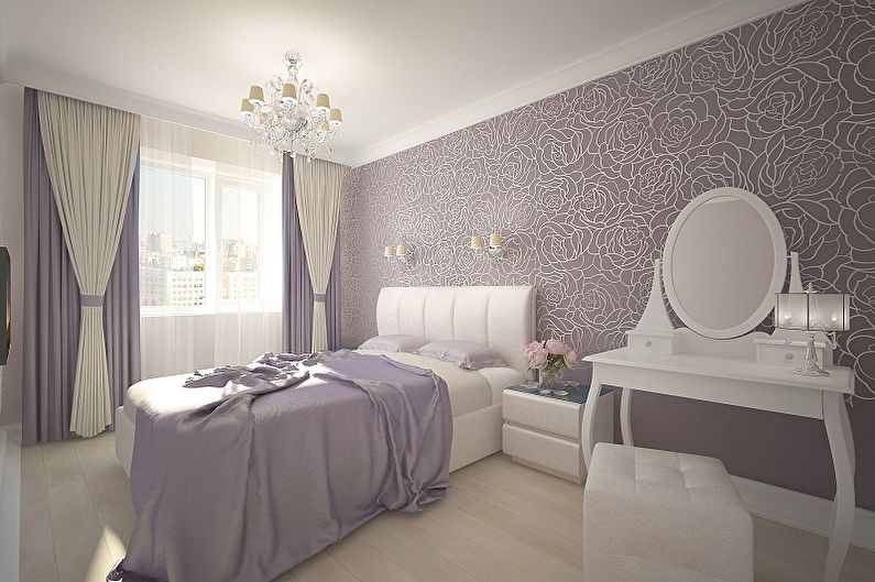 Color wallpaper for the bedroom - photos and ideas