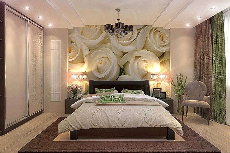 Color wallpaper for the bedroom - photos and ideas