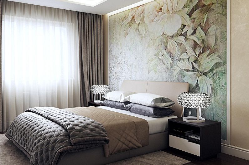Color wallpaper for the bedroom - photos and ideas