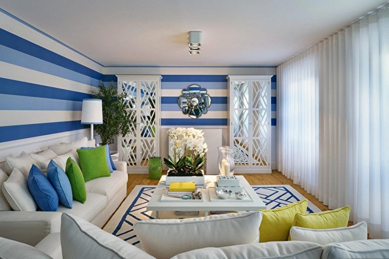 Blue Wallpaper for the living room - Color of wallpaper for the living room