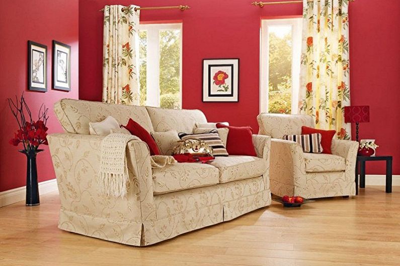 Color wallpaper for the living room - photos and ideas