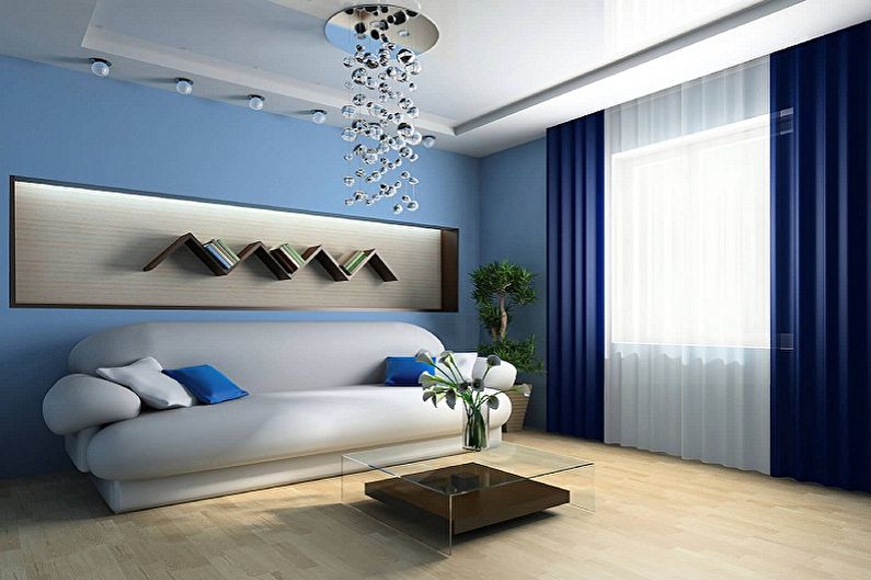 Color wallpaper for the living room - photos and ideas
