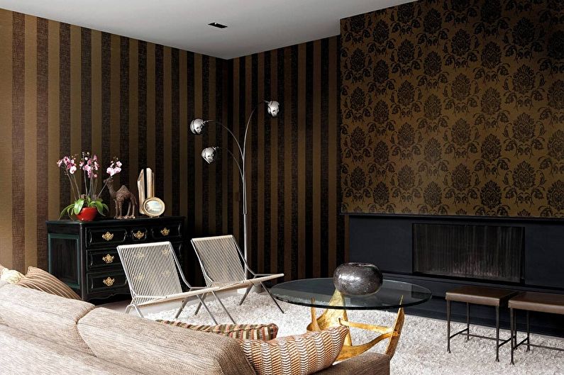 Color wallpaper for the living room - photos and ideas