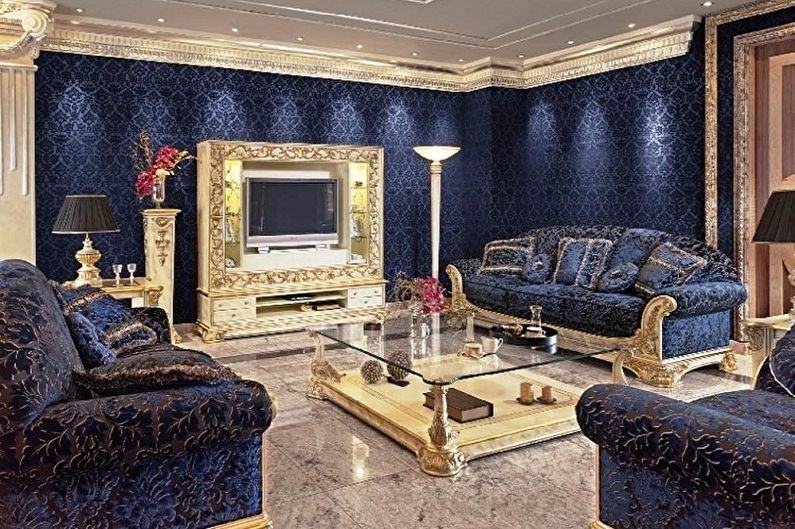 Color wallpaper for the living room - photos and ideas