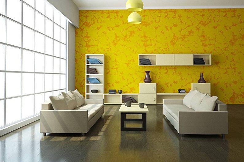 Color wallpaper for the living room - photos and ideas