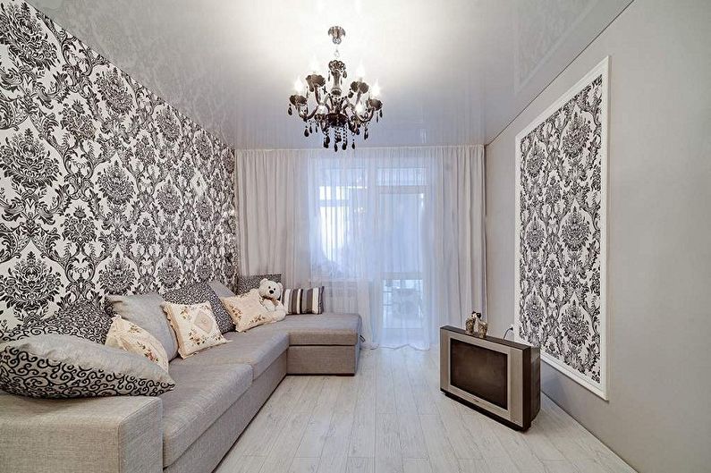 Color wallpaper for the living room - photos and ideas