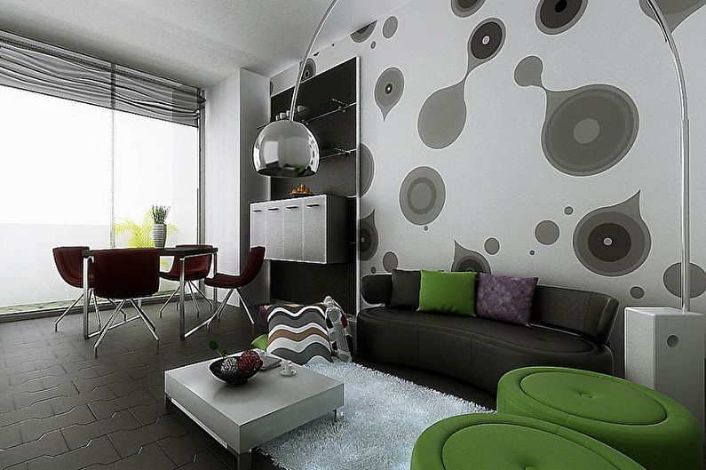 Color wallpaper for the living room - photos and ideas