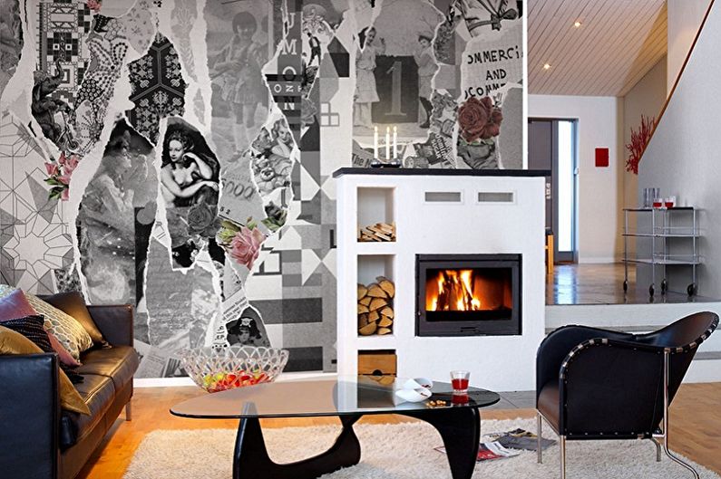 Color wallpaper for the living room - photos and ideas