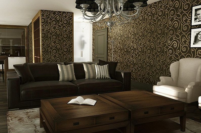 Color wallpaper for the living room - photos and ideas