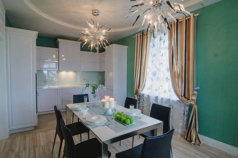 Color wallpaper for the kitchen - photos and ideas