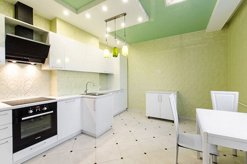 Color wallpaper for the kitchen - photos and ideas