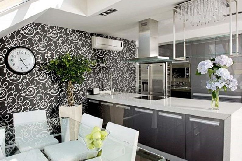 Color wallpaper for the kitchen - photos and ideas