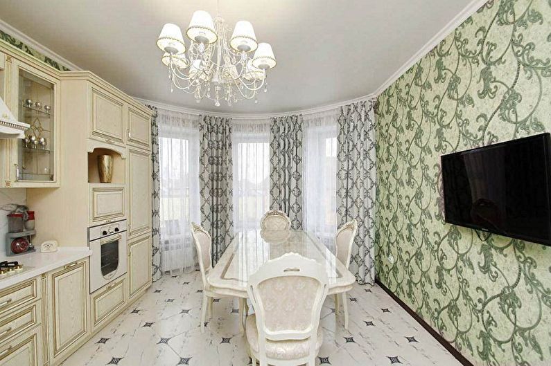 Color wallpaper for the kitchen - photos and ideas