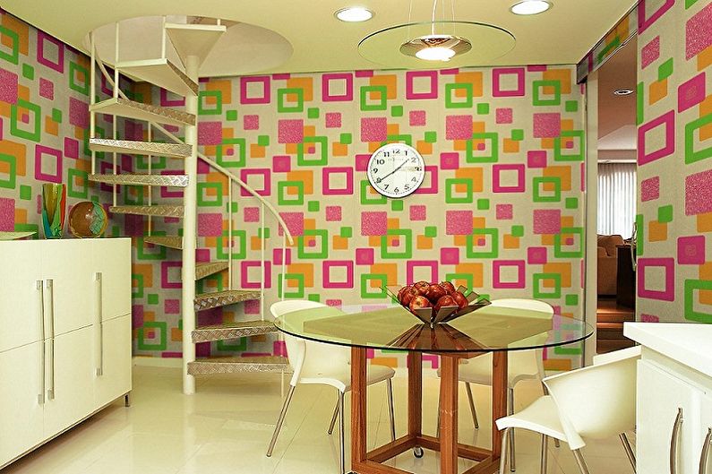 Color wallpaper for the kitchen - photos and ideas