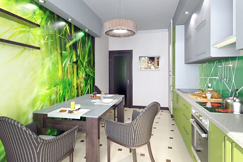 Color wallpaper for the kitchen - photos and ideas