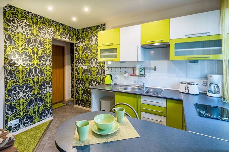Color wallpaper for the kitchen - photos and ideas