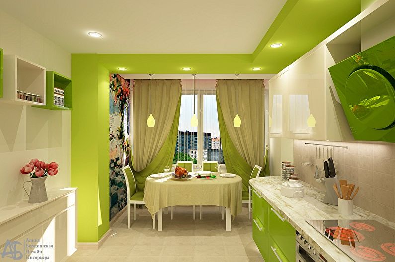 White and Green Kitchen Design - Color Combination Features