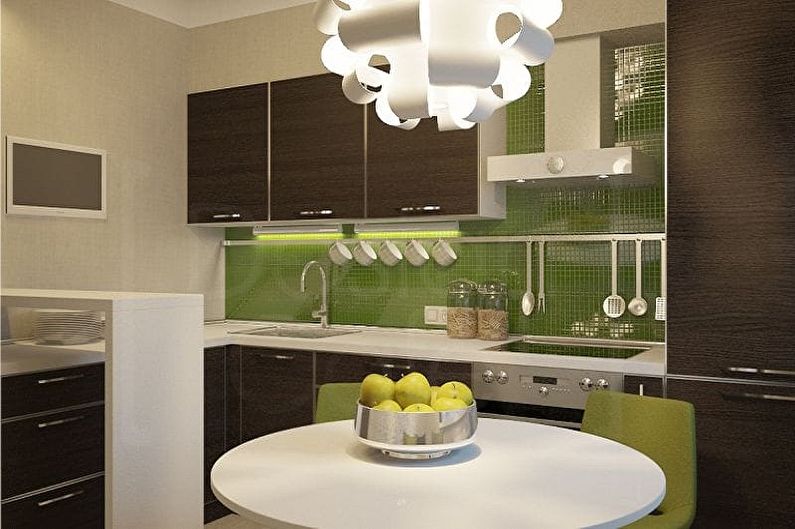 White and Green Kitchen - Combination with Brown