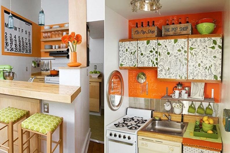 White and Green Kitchen - Combination with Orange