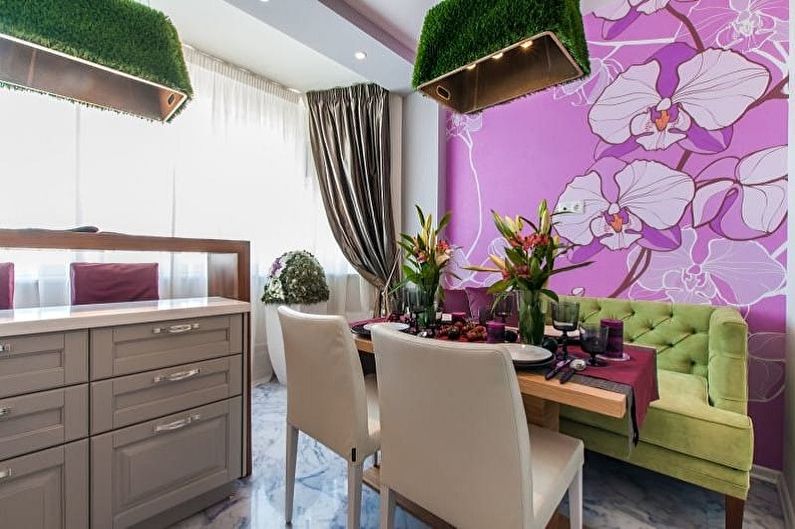 White and Green Kitchen - Combination with Pink