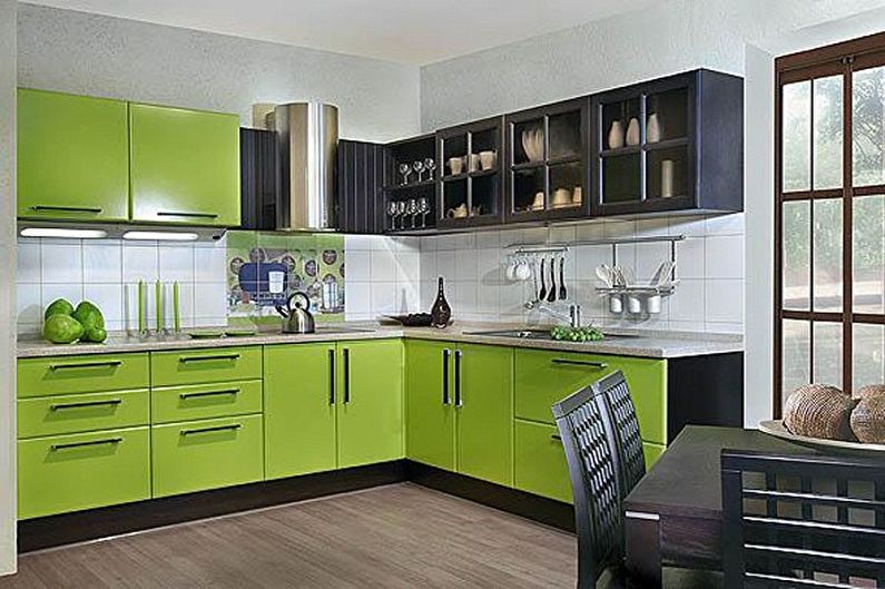 White and Green Kitchen - Combination with Black