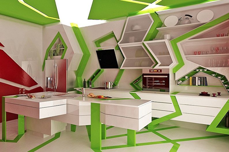 White and Green Kitchen Design - Furniture