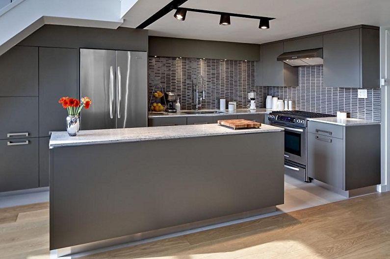 Gray loft style kitchen - Interior Design