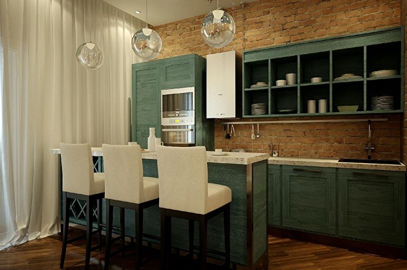 Green loft style kitchen - Interior Design