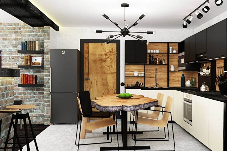 Interior design kitchen in the loft style - photo