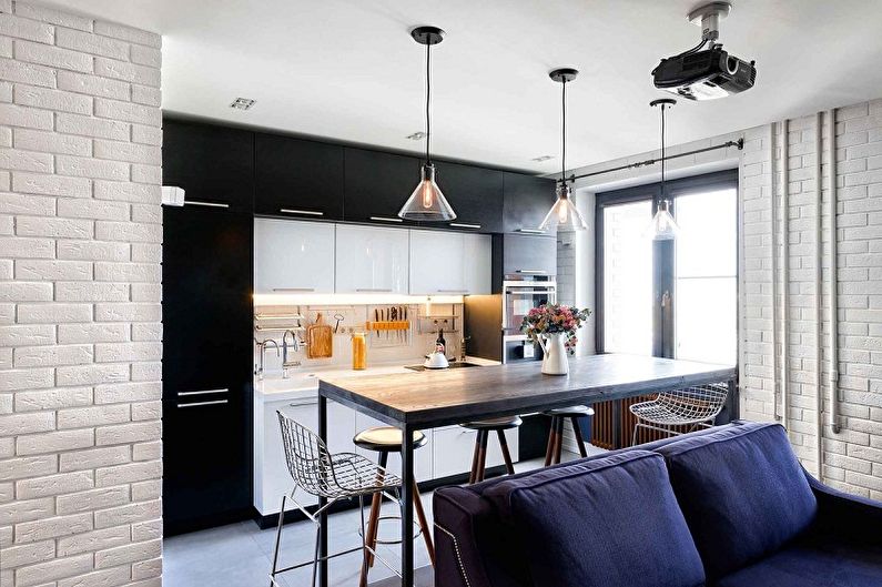 Interior design kitchen in the loft style - photo