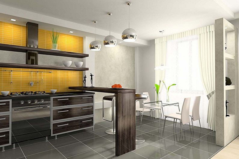 Interior design kitchen in the style of minimalism - photo