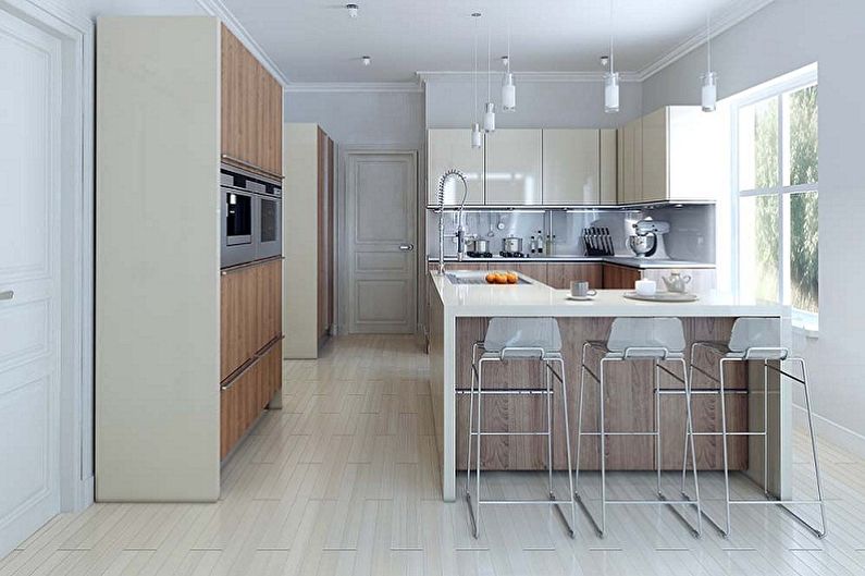 Interior design kitchen in the style of minimalism - photo