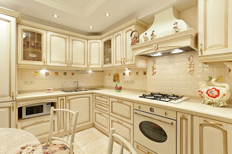 Beige kitchen in Provence style - Interior Design