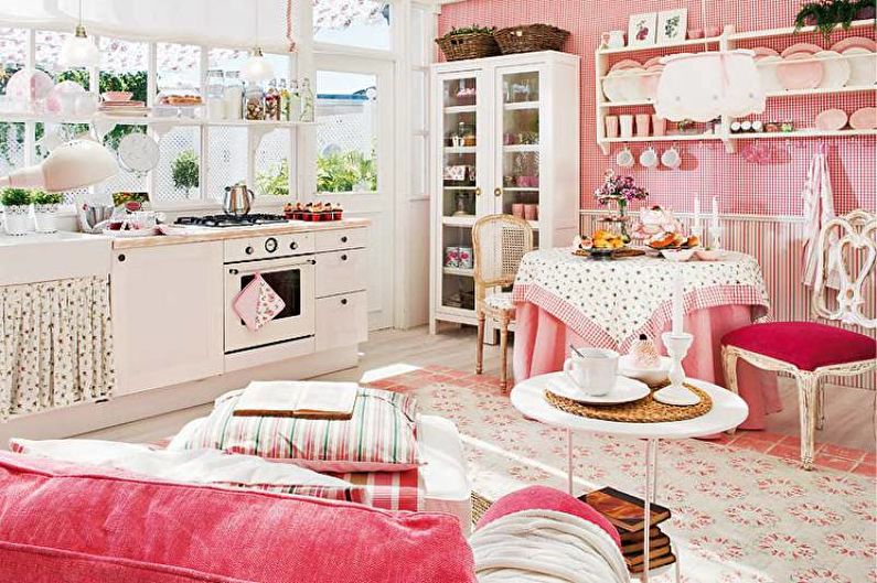 Pink Provence Style Kitchen - Interior Design